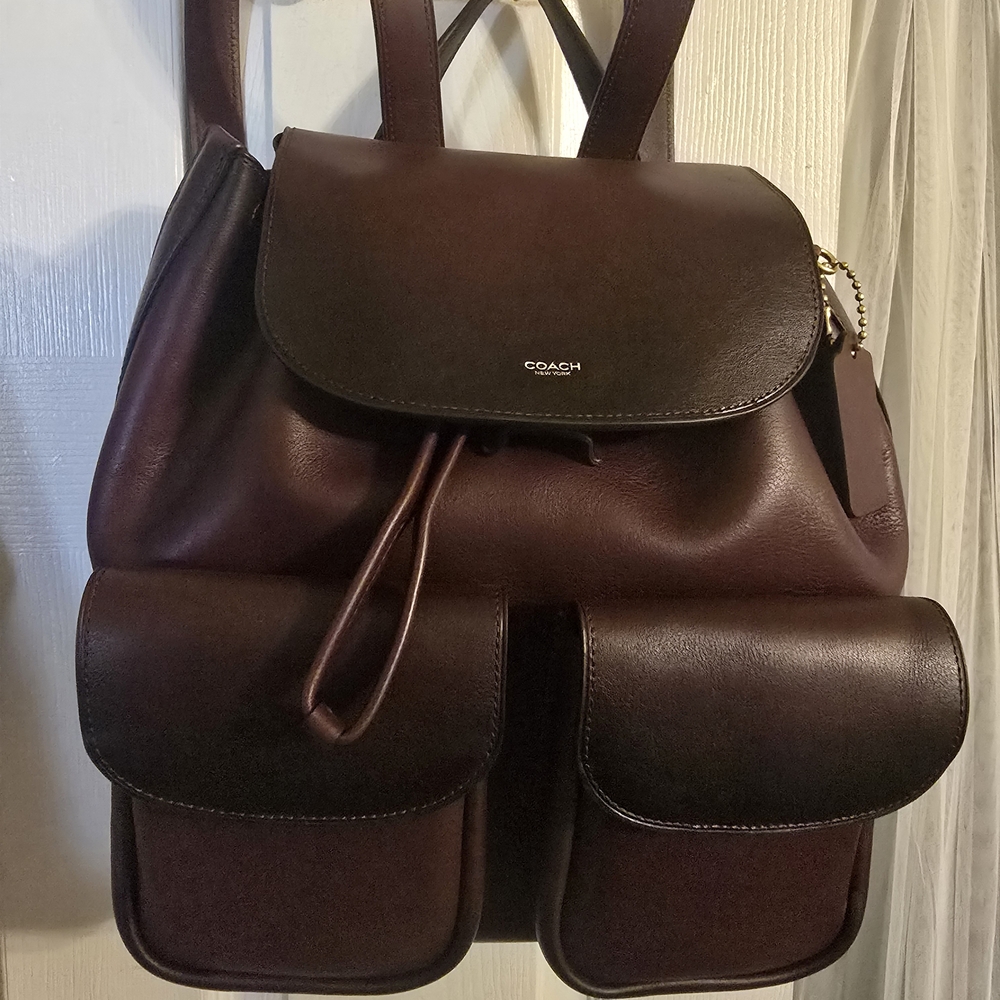 Coach Dark Brown Leather Backpack